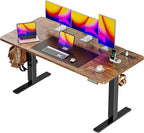 Huuger 55 x 28 Large Electric Standing Desk with 4 AC Outlets, Type-C Port, Height Adjustable Computer Desk, 27.6" Deep Desktop, Stand up Gaming Office Desk, 3 Preset Heights, Rustic Brown