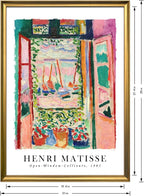 Wieco Art Large Framed Wall Art Open Window Collioure 1905 by Henri Mattise Abstract Colorful Art Matisse Posters Canvas Prints for Wall and Home Office Decorations Bronze Gold Frame