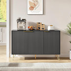 Fluted Buffet Cabinet,Wooden Console Storage with 3 Doors and Adjustable Shelves,Black Sideboard for Entryway,Kitchen,Bathroom,Home Office
