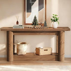 Tribesigns 63" Narrow Console Table, 2-Tier Storage Long Entryway Table, Sofa Foyer Furniture for Living Room, Entrance, Hallway, Rustic Brown