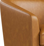 Swivel Barrel Accent Chair, Round Faux Leather Living Room Arm Chairs, Modern Upholstered Comfty Reading Nook Chairs for Bedroom, Small Club Armchair, Single Sofa Side Chair, Brown