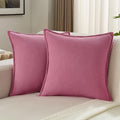 FUTEI Hot Pink Chenille Throw Pillow Covers 26x26 Inch Set of 2,Edges Double-Stitched Euro Pillow Shams,Modern Home Decor for Couch Living Room