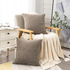 GAWAMAY Decorative Square Throw Pillow Covers 18"x18" Inch Set of 2, Super Soft Chenille Pillows Farmhouse Fall Pillowcase for Living Room Bedroom Sofa Couch Cushion Cover Taupe Grey 45x45cm