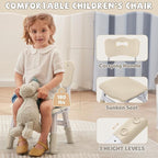 Adjustable Kids Table Chairs Set – Graffiti Desktop, Multi-Activity Height-Adjustable Toddler Study Desk for Ages 3-8 – Ideal for Home, Classroom, Daycare (W-Wood, 4 Chairs-23.6" L x 23.6" W)