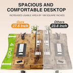 Veken 47.2"×27.6" Standing Desk with Storage Drawers, Adjustable Height Computer Table with Monitor Shelf, Home Office Desk for Study, Gaming, Workstation, Brown