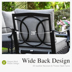 Sophia & William Extra Large Outdoor Patio Swivel Sofa Chairs Set 2 PCS Heavy-Duty Metal Porch Furniture with High Back & Deep Seating Area, 5.5" Thicken Cushions for Deck, Lawn, Outside (Grey)