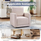 INZOY Swivel Accent Chair, Comfy 360° Swivel Chair with Hidden Storage, Upholstered Chenille Square Chair for Living Room Bedroom Small Spaces, Fully Assembled, Beige
