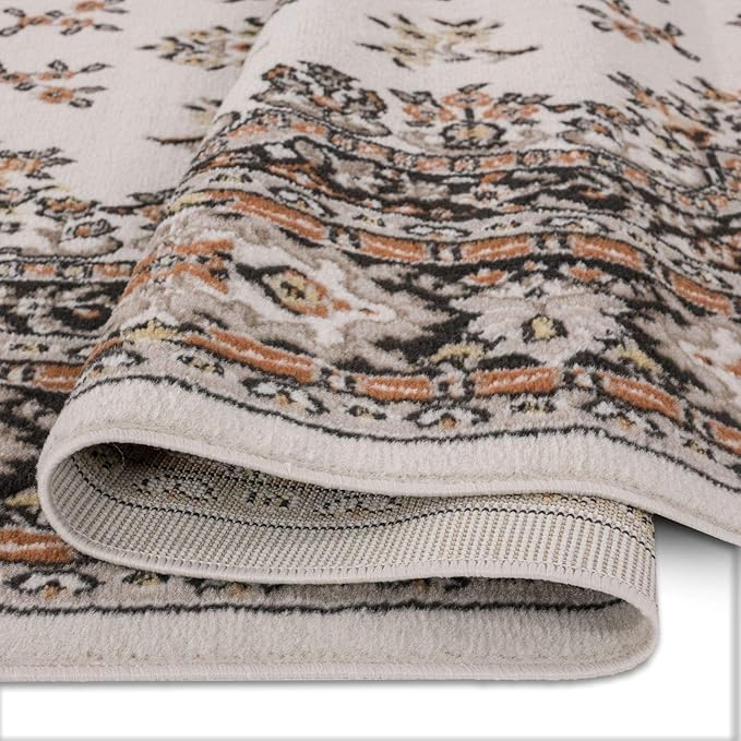 Home Dynamix Premium Sakarya Traditional Medallion Border Area Rug, Ivory/Brown, 7'9"x10'8" Rectangle