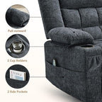 360° Swivel Rocker Recliner for Adults, Nursery Glider Recliner with Massage and Heating, Rocking Chair with Cup Holder, Manual Recliner Chair for Living Room, Bedroom (Fabric, Dark Gray)