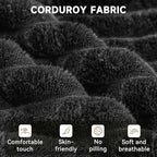 106" Cloud Couch Corduroy Modular Sectional Sofa L-Shape Boneless Couch with Wide Armrests and Cup Holders for Living Room Bedroom, No Assembly Required (Black)