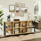 63" 8 Cube Horizontal Bookshelf Long Bookshelf Wood Cube Storage Organizer Wood Cubby Bookcase for Living Room Maple