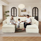 108" Sectional Couches for Living Room Boneless Couch Upholstered Cloud Couch Sectional Modular Sectional Sofa with L Shaped (Corduroy-White, 3 Seat+2 Ottoman)