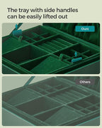 SONGMICS 2-Layer Jewelry Box, Jewelry Organizer with Handle, Removable Jewelry Tray, Jewelry Storage, Floating Effect, 8.1 x 9.4 x 4.3 Inches, Christmas Gift, Forest Green UJBC165C01