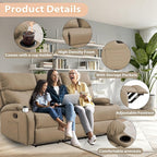 3-Seater Manual Seater Reclining Anti-Scratch 3 Seat Reclining Sofa with Side Pocket and Cupholders Reclining Loveseat Sofa for Living Room Meeting Room Bedroom Office Apartment