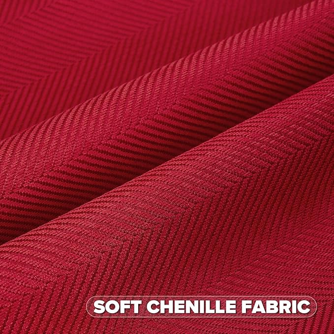 FUTEI Christmas Red Chenille Throw Pillow Covers 12x20 Inch Set of 2,Soft Wide Chevron Textured Lumbar Pillow Cases,Farmhouse Home Decor for Couch Bed Living Room