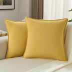 FUTEI Mustard Yellow Chenille Throw Pillow Covers 22x22 Inch Set of 2,Edges Double-Stitched Cushion Cases,Modern Home Decor for Couch Living Room