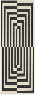 RUGGABLE x Jonathan Adler Machine Washable Modern Runner Rug – Op Art Charcoal 2.5x7, Stain-Resistant, Non-Slip – Washable Rug for Hallway, Entryway, Living Room & Kitchen–with Cushioned Pad
