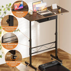 COMHOMA Small Standing Desk Adjustable Height Small Computer Desk Mobile Portable Rolling Laptop Table with Wheels 32" Computer Workstation Sit Stand Desks Portable Standing Table Treadmill desks