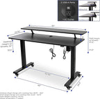 Stand Steady Tranzendesk Power | 55 Inch Electric Standing Desk with Built-In Charging | Height Adjustable Stand Up Desk with Clamp On Shelf | Electronic Desk with 1 AC Outlet & 2 USB Ports (55/Black)