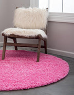 Unique Loom Solid Shag Collection Area Rug (5' 3" Round, Taffy Pink)