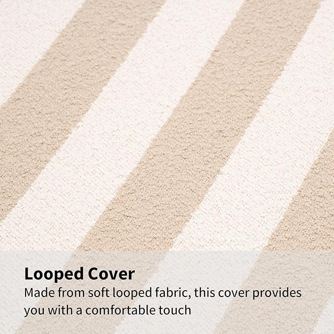 Outdoor Cushion Set for Patio Furniture Deep Seat Chair Cushions Sofa Chair Pad, 24.4x23.6 Inch, Khaki Stripe