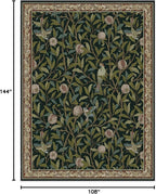 RUGGABLE x Morris & Co Washable Area Rug – Pomegranate Blue Green 9x12, Stain-Resistant, Non-Slip – Large Machine Washable Rugs for Living Room, Bedroom, Hallway, Entryway & Office–with Cushioned Pad