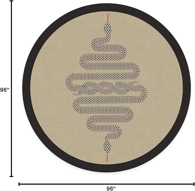 RUGGABLE x Jonathan Adler Machine Washable Modern Area Rug – Venom Neutral 8 ft Round, Stain-Resistant, Non-Slip – Large Rugs for Living Room, Bedroom, Hallway, Entryway & Office–with Standard Pad