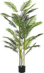 Christopher Knight Home Alene Set of 2 78.5''H Artificial Tree Indoor, Artificial Palm Tree with Nursery Pot, Tropical Style Faux Tree with Black Plastic Pot, Artificial Plant for Home Decor, Green