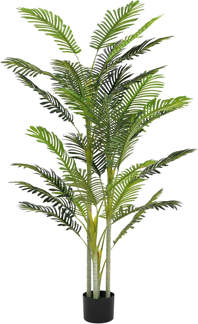 Christopher Knight Home Alene Set of 2 78.5''H Artificial Tree Indoor, Artificial Palm Tree with Nursery Pot, Tropical Style Faux Tree with Black Plastic Pot, Artificial Plant for Home Decor, Green