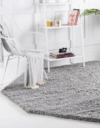 Unique Loom Solid Shag Collection Area Rug (8' Octagon, Cloud Gray)