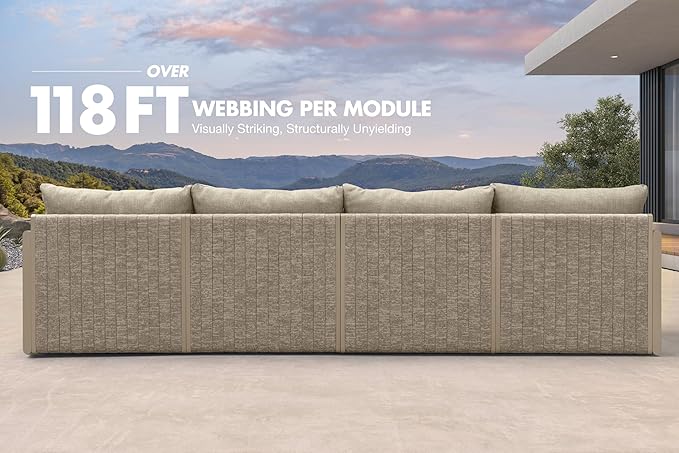 PURPLE LEAF Patio Furniture Set 7 Pieces Patio Seating Sofas Aluminum Furniture Outdoor Couch Sectional Set with Cushions and Aluminum Table Patio Conversation Sets Beige