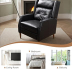 Art Leon Modern Accent Chair - Faux Leather Armchair with Ottoman Single Lounge Side Chair for Bedroom Living Room Mid Century Modern Chair with Adjustable Backrest, Black