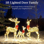 Best Choice Products 3-Piece Large Lighted Christmas Deer Family Set 5Ft Outdoor Yard Decoration with 360 LED Lights, Stakes, Zip Ties - Iridescent