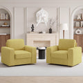 36'' Width Wide Swivel Accent Sofa Chair Set of 2, 360 Degree Rotation Oversized Wingback Armchair Linen Fabric Single Thick Cushion Soft Living Room, Office Yellow