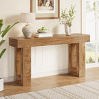LITTLE TREE 63 Inches Long Console Table for Entryway, Sofa Table Behind Couch, Wooden Entry Table Foyer Hallway Table, Industrial Console Sofa Table for Living Room, Oak Color