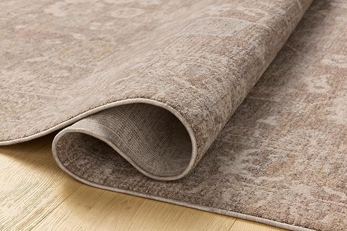 Loloi Chris Loves Julia Louisa Collection LOI-03 Taupe/Ivory 2'-7" x 8'-0", .38" Pile Height, Runner Rug