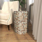 Deco 79 Mother of Pearl Shell Geometric Handmade Side End Accent Table Mosaic End Table, Side Table 14" x 14" x 20", Multi Colored