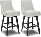 CHITA Bar Height Swivel Barstool with Back Set of 2, FSC Certified Upholstered Bar Stool, 30.7" H Seat Height, Fabric in Ivory