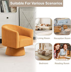 Swivel Accent Chair, Modern 360° Swivel Barrel Chair, Corduroy Upholstered Single Sofa for Living Room, Bedroom(Mustard)