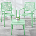 Best Choice Products 3-Piece Outdoor Bistro Set, Stackable Modern Steel Furniture for Porch, Garden w/ 2 Chairs, Table, Geometric Decor - Mint Green