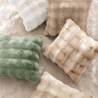 MIULEE Faux Fur Pillow Covers Thick Soft Plush Lumbar Throw Pillows Luxury Home Decor for Couch Bed Bedroom Living Room Sofa,12x20 Inch Pack of 2 Beige