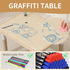 Toddler Table and 2 Chairs, Height-Adjustable Kids Table and Chairs Set, 31.5''L x 23.6''W Children Activity Table for Boys and Girls Aged 3-8