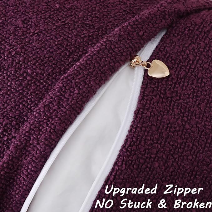 FUTEI Pack of 2 Purple Decorative Throw Pillow Covers 18x18 Inch Soft Cozy Solid Boucle Textured Cushion Case,Modern Home Decor for Couch Bed Living Room