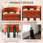 LOULENS Barrel Accent Chairs Set of 2, Vintage Chenille Upholstered Lounge Chair with Solid Wood Legs, Comfy Leisure Side Armchair for Living Room, Bedroom, Reading Nook, Corner, Orange