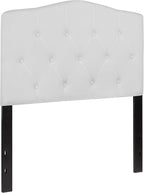BizChair Tufted Upholstered Twin Size Headboard in White Fabric