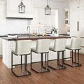 PHI VILLA Light Grey Bar Stools Set of 4, Faux Leather Counter Height Chairs, Kitchen Stools for Island, 24 Inch Barstools with Back