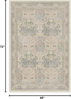 RUGGABLE x Morris & Co Washable Area Rug – Blackthorn Ivory Blue 4x6, Stain-Resistant, Non-Slip – Medium Machine Washable Rugs for Living Room, Bedroom, Hallway, Entryway & Office–with Standard Pad