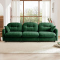 107" Sofas for Living Room, Comfy Chenille Fabric Cloud Sectional Couch, Modern Upholstered Deep Seat Sofa with Armrest Pillow, 3 Seater Couch for Small Spaces Apartment, Green