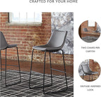 Signature Design by Ashley Centiar Modern Faux Leather 29" Pub Height Bar Stool, Set of 2, Gray