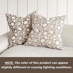Foindtower Set of 2 Decorative Neutral Floral Throw Pillow Covers Accent Farmhouse Cushion Covers Boho Vintage Pillowcase for Couch Sofa Bedroom Living Room Home Decor,24×24 Inch,Brown
